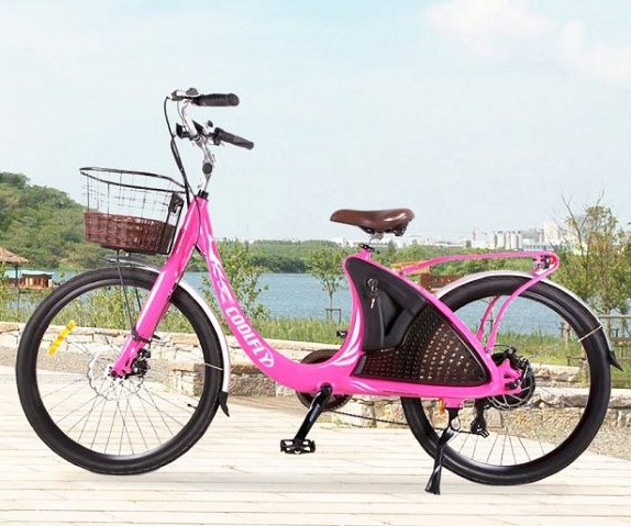 LARK26 36V 500W 10AH Elegant And Fresh City Electric Bicycle Lady with Rear Rack And Basket